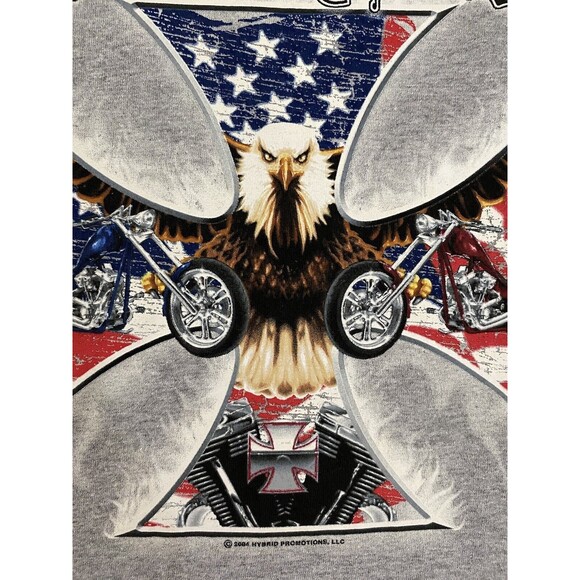 Vintage American Freedom Shirt Mens Medium Gray Choppers Biker Eagle USA Flag - Picture 4 of 9